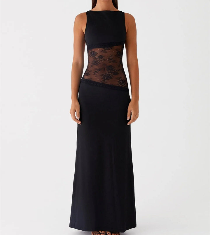 Lace evening dress with sophisticated silhouette