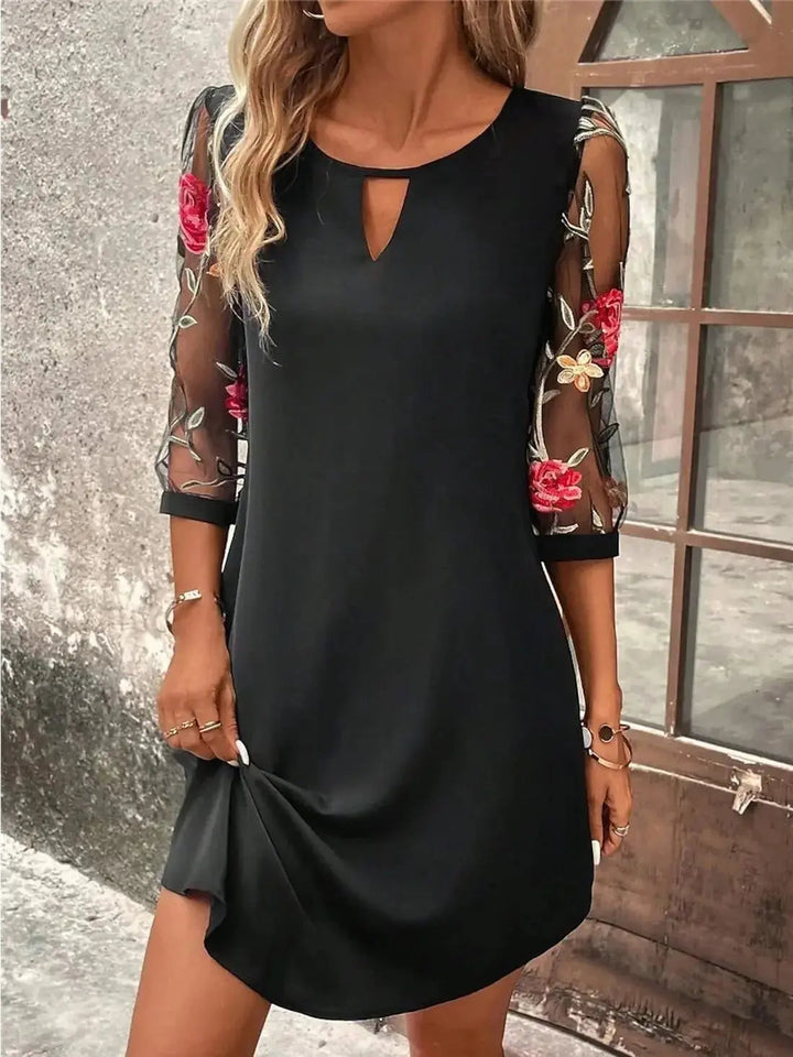 Floral Mini Dress with Floral Sleeves Summer Dress
