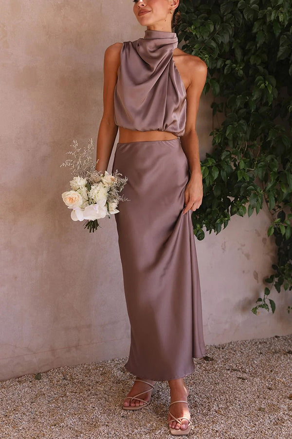 Women’s Halter-Neck Two-Piece - Cropped Top & Skirt Set