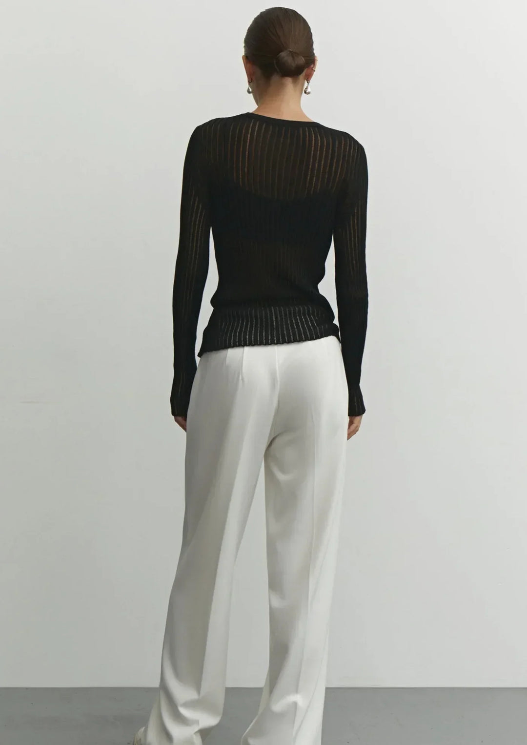 Women's Transparent Ribbed Knit Jumper in Casual Style