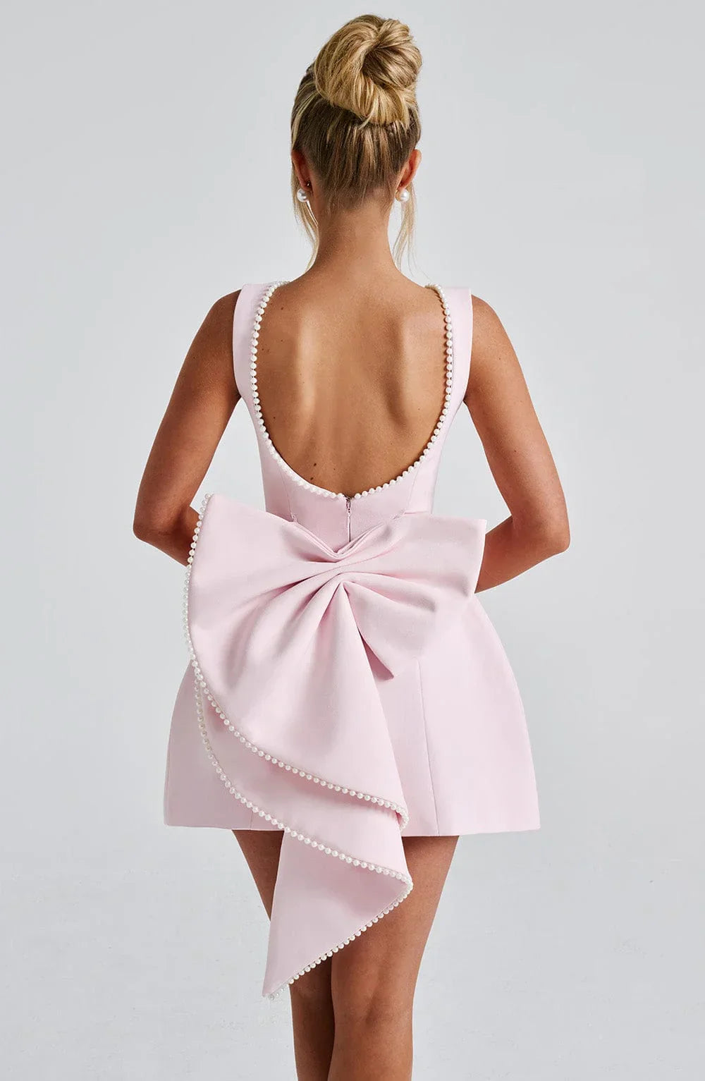 Short Dress with Decorative Back Bow for Women