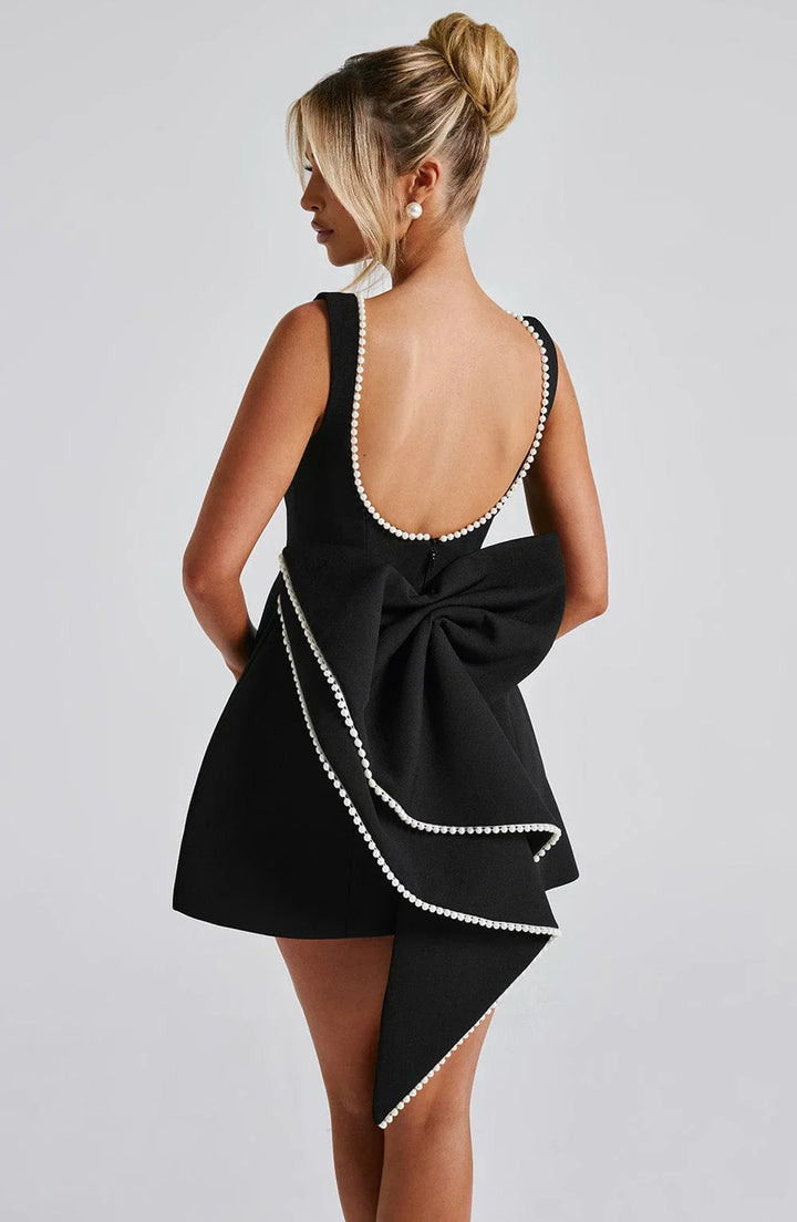 Short Dress with Decorative Back Bow for Women
