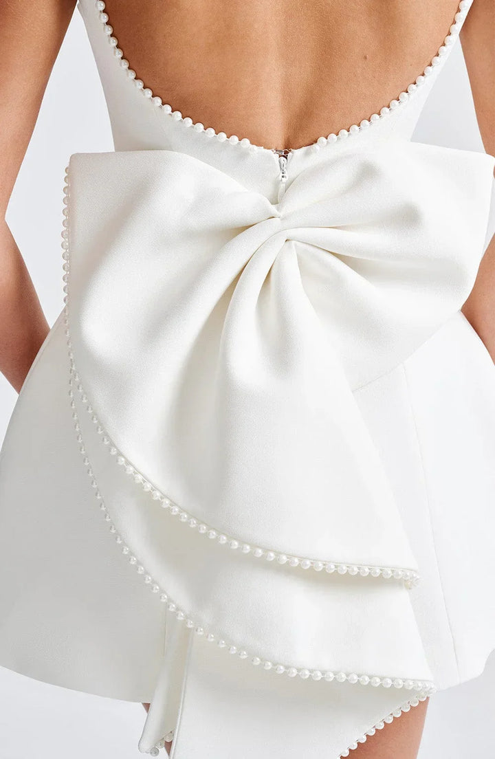 Short Dress with Decorative Back Bow for Women