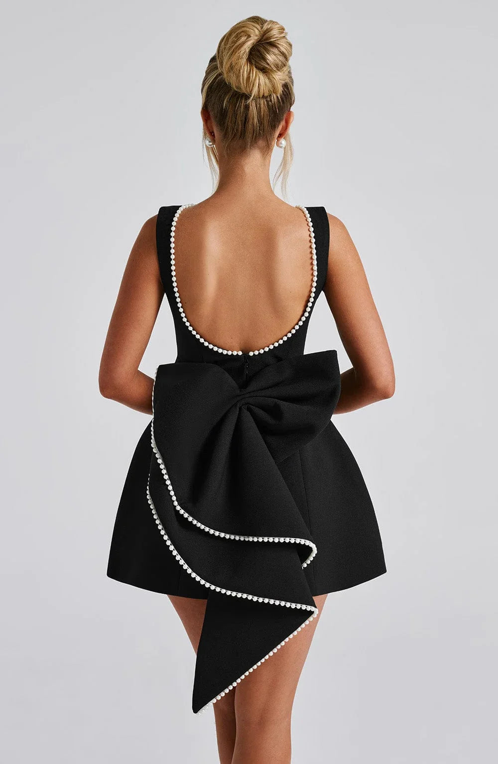 Short Dress with Decorative Back Bow for Women