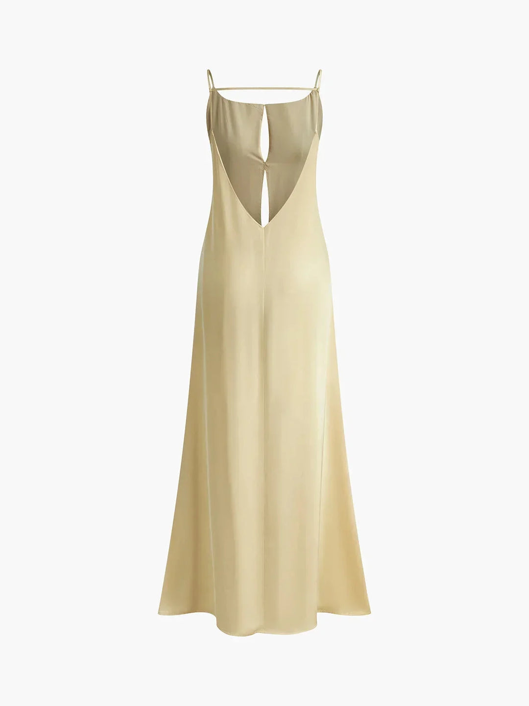 Long yellow backless dress for summer beach relaxation