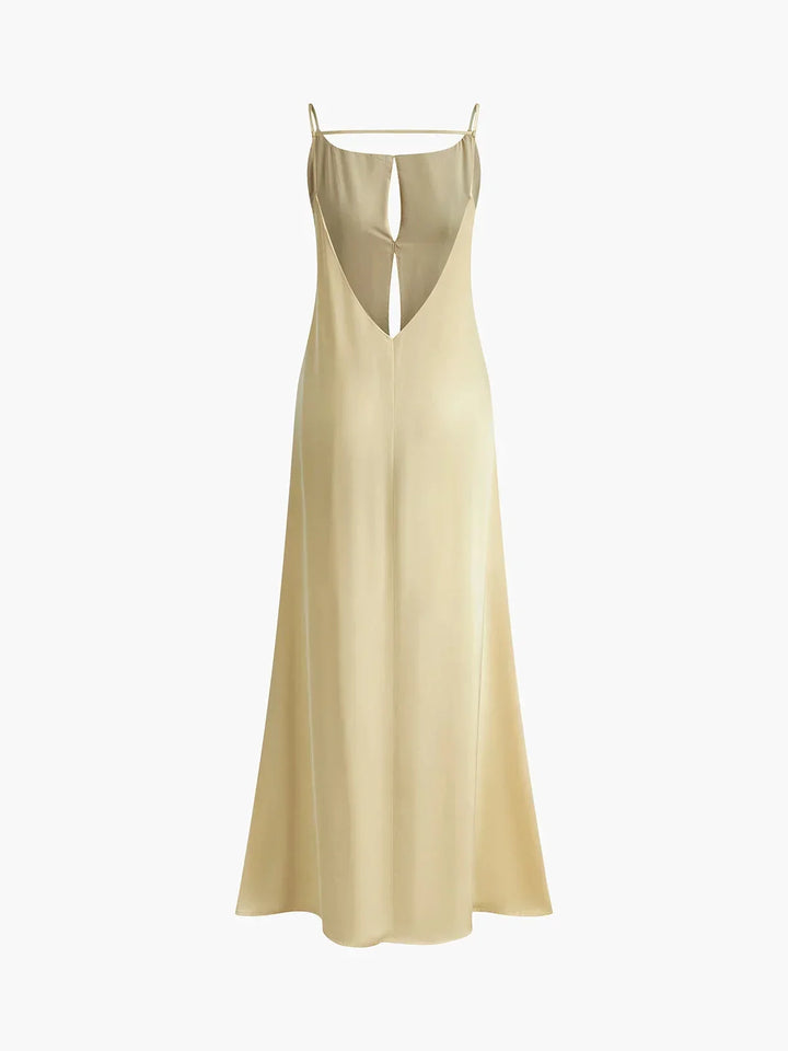 Long yellow backless dress for summer beach relaxation
