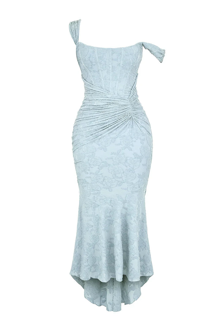 Mid-length floral pattern women's dress with wide straps