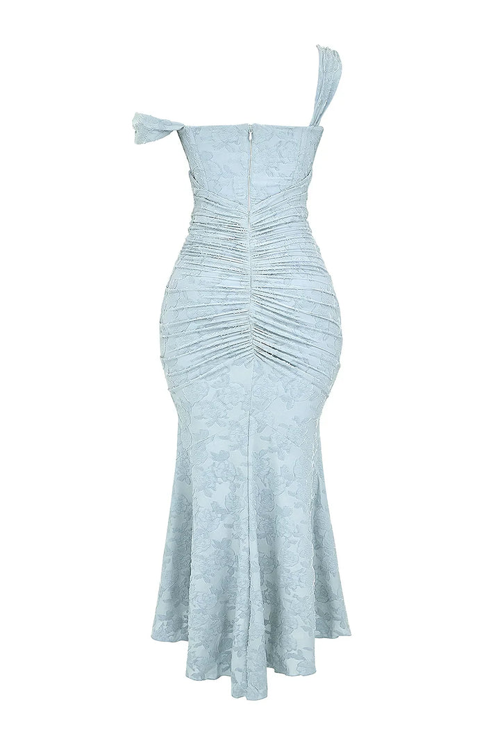Mid-length floral pattern women's dress with wide straps