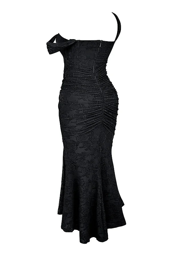 Mid-length floral pattern women's dress with wide straps