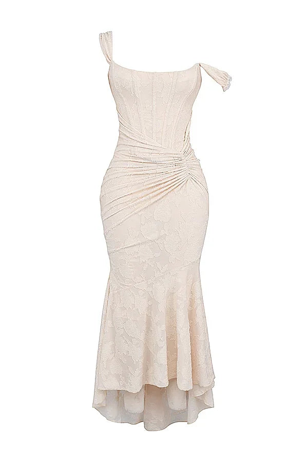 Mid-length floral pattern women's dress with wide straps