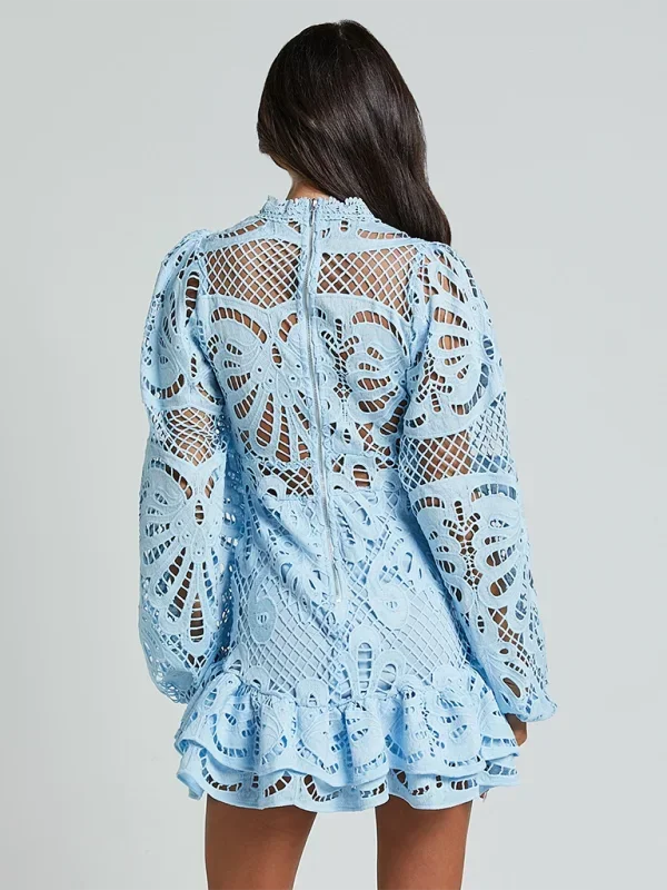 Short Lace Dress Long Sleeve Evening Wear Women's