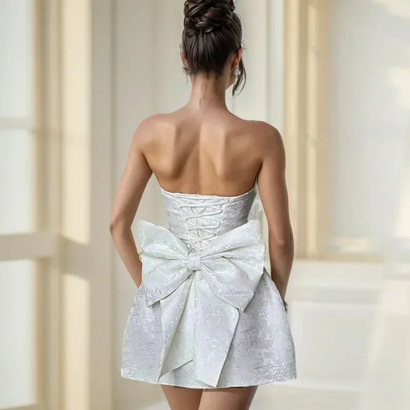 Short Strapless Dress with Open Back for Women