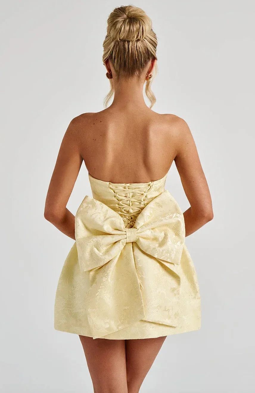 Short Strapless Dress with Open Back for Women