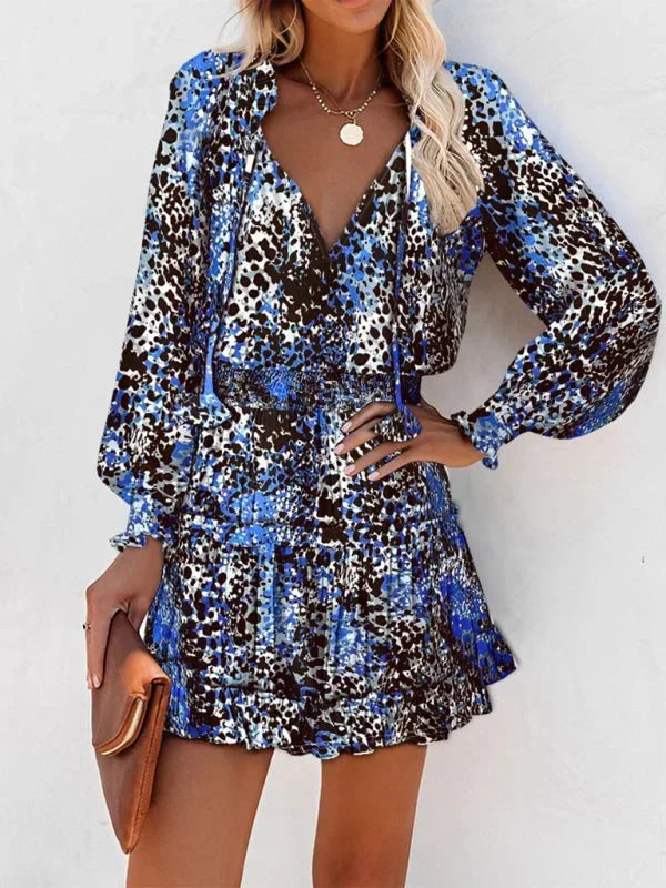 Short Dress with Ruffles and Various Prints