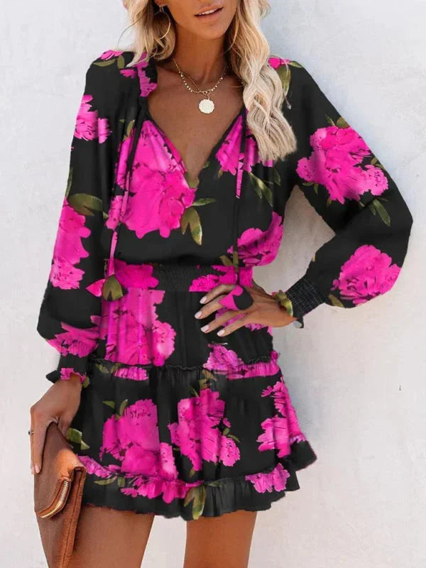 Short Dress with Ruffles and Various Prints