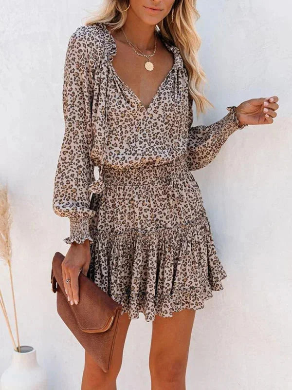 Short Dress with Ruffles and Various Prints