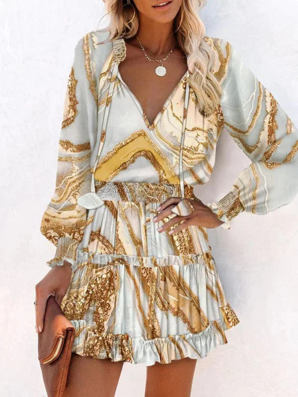 Short Dress with Ruffles and Various Prints