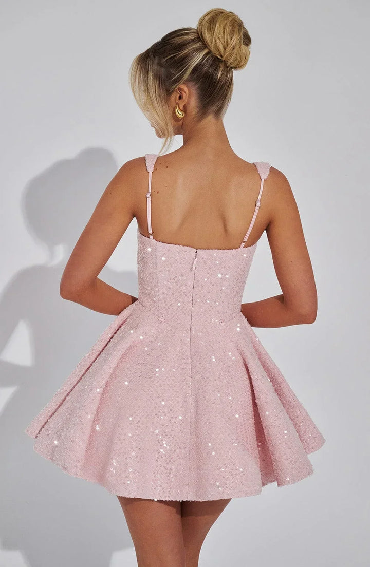 Short Dress with Straps and Bow for Women