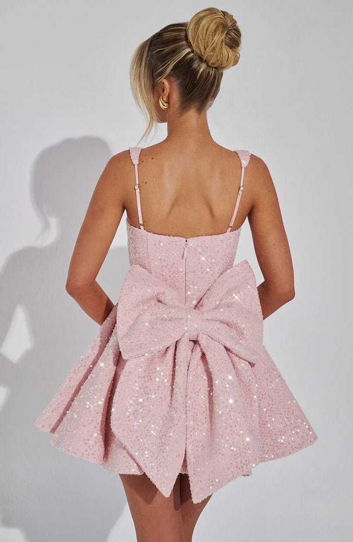 Short Dress with Straps and Bow for Women