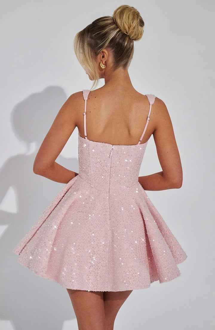 Short Dress with Straps and Bow for Women