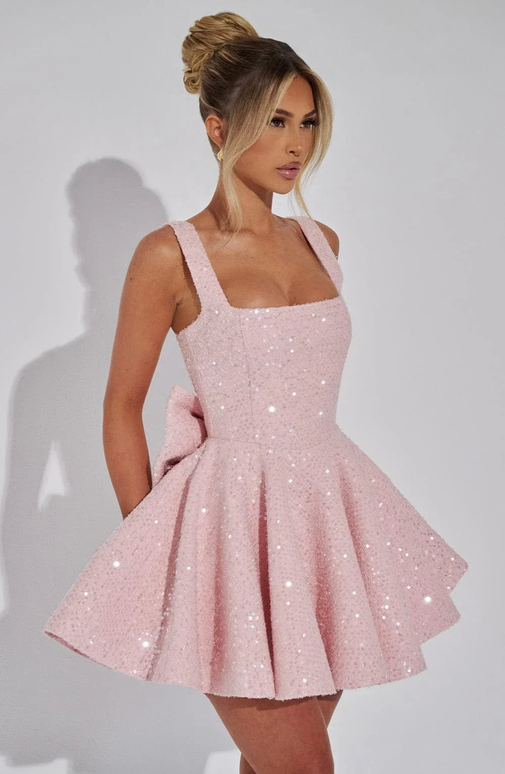 Short Dress with Straps and Bow for Women