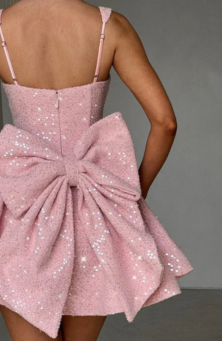 Short Dress with Straps and Bow for Women