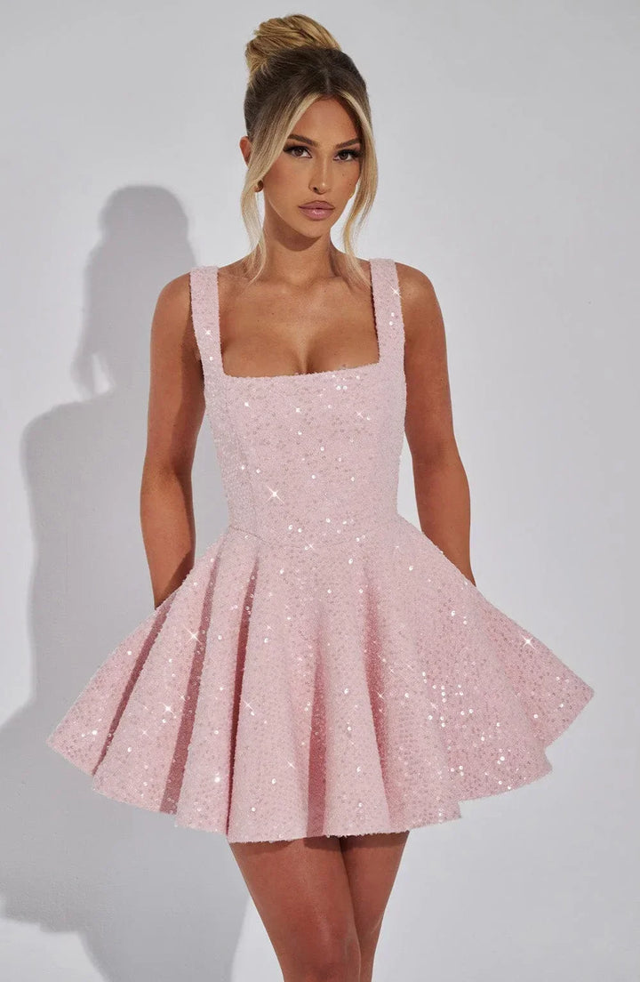 Short Dress with Straps and Bow for Women