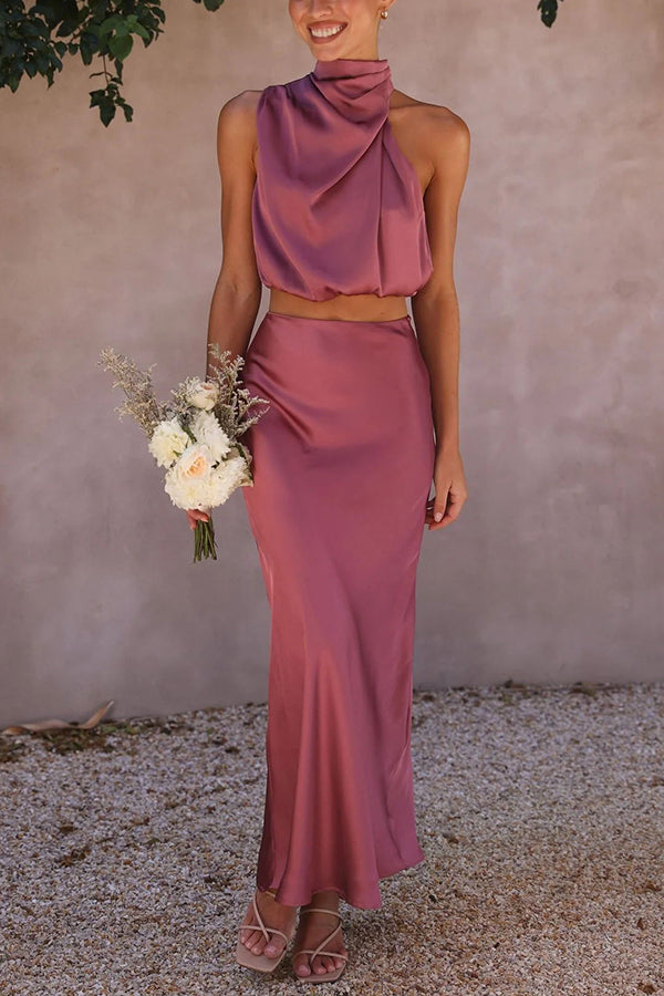 Women’s Halter-Neck Two-Piece - Cropped Top & Skirt Set
