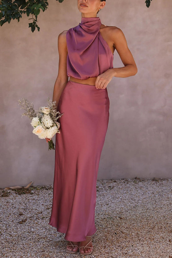 Women’s Halter-Neck Two-Piece - Cropped Top & Skirt Set