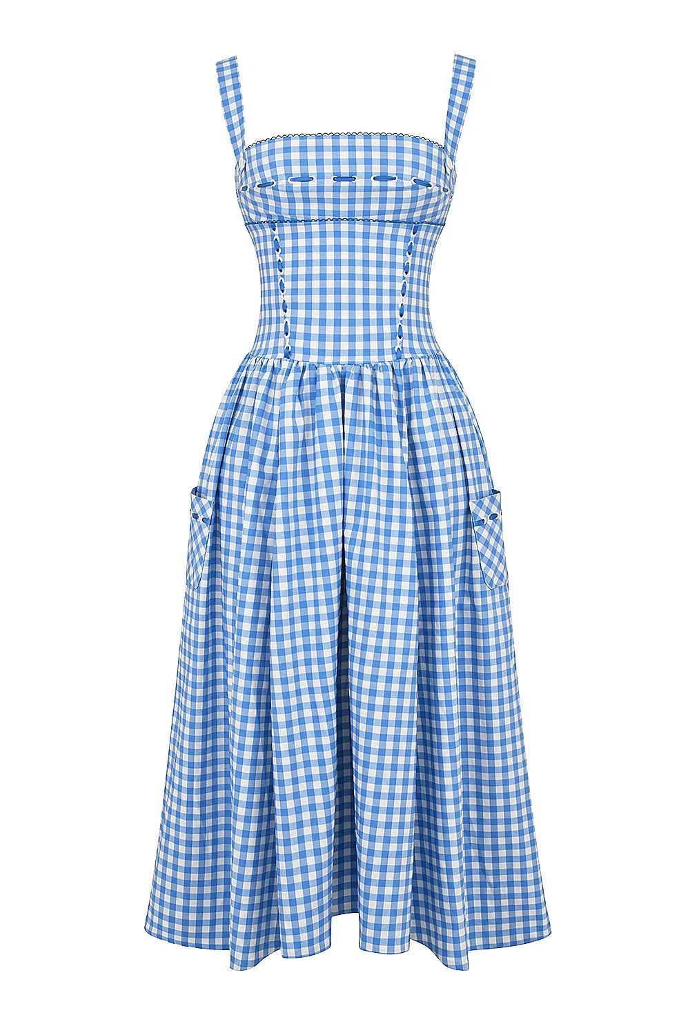 Women's Gingham Print Midi Dress