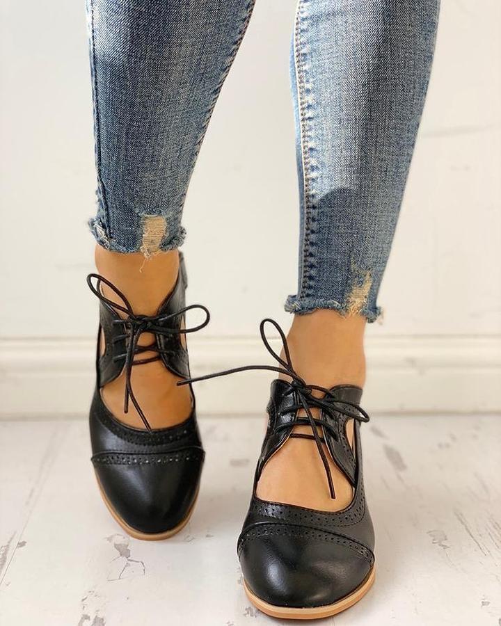 Women’s Heeled Lace-Up T-Strap Shoes