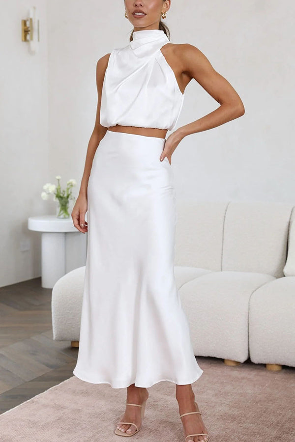 Women’s Halter-Neck Two-Piece - Cropped Top & Skirt Set